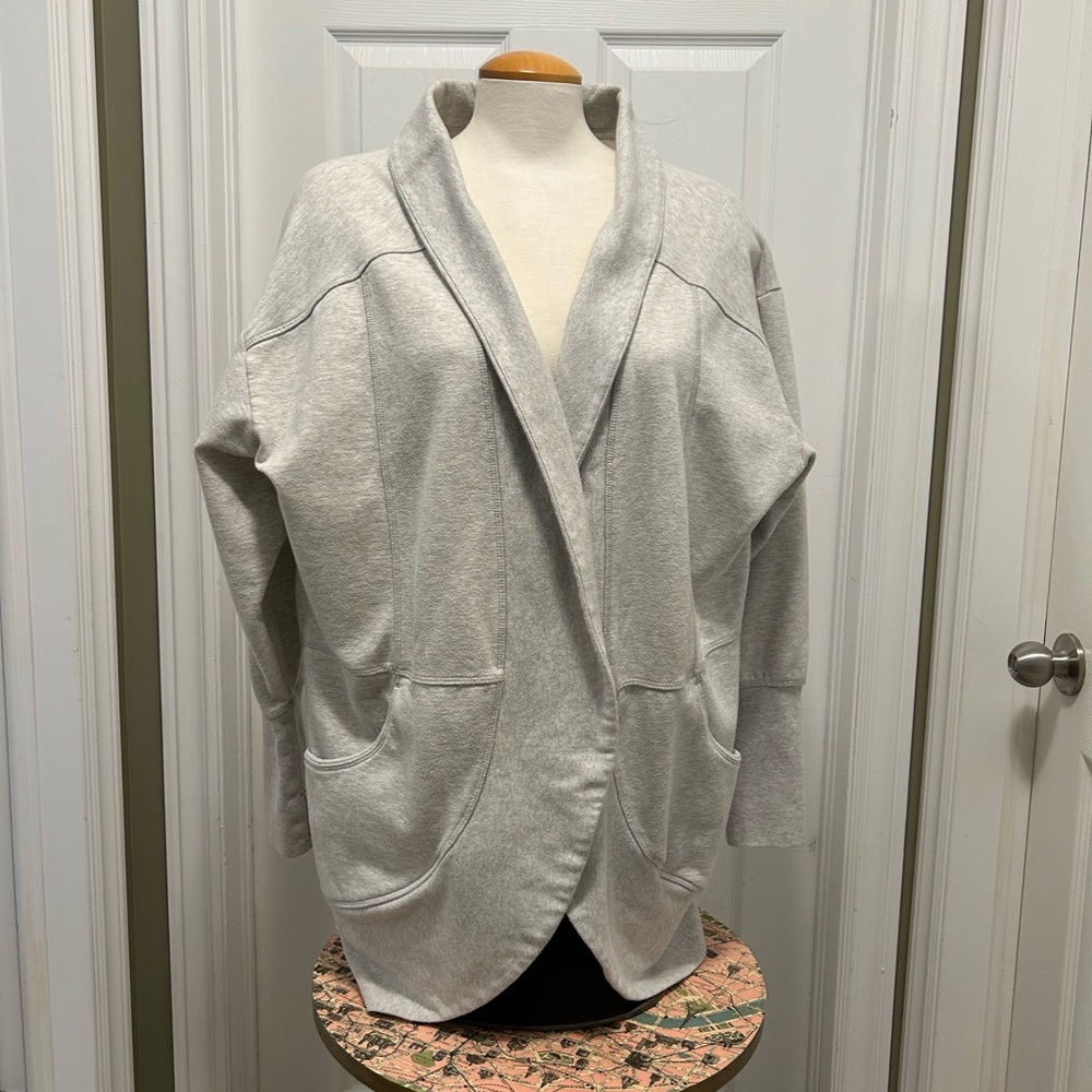 Eddie Bauer, 1X, grey jersey cardigan.